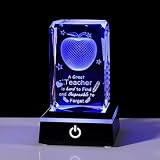 Movdyka Teacher Appreciation Gifts for Women Men, 3D Crystal Engrave Apple with Base, Best Unique Christmas Retirement Thank You End of The Year Gifts for Teacher from Students