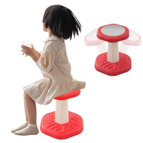 Image of Kid's Wobble Stool, Flexible Classroom Seating for Toddler Ages 3-8, Active Chairs Preschool Desk Chair for Classroom, Balance Sensory Wiggle Chair, Anti-Slip Base, 14 inch High, Tool-Free Assembly,Red