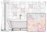 Fliesenaufkleber Medianlux Fliesen-Aufkleber Fliesen-Bild Vintage Nostalgie Blumen Pastell-Rosa Beige Bad WC Deko, 8 Stück, 15x15cm m13m31-88247