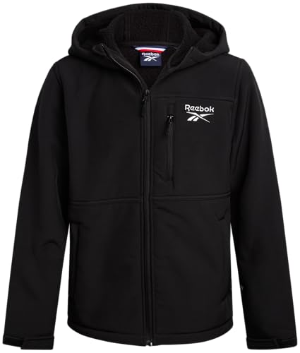 Reebok Boys Soft Shell Jacket - Lightweight Insulated Fleece Lined Softshell Coat and Hooded Windbreaker Jacket for Boys