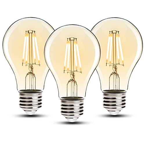 BESLAM A60 Vintage 4W E27 Edison Ampoules, Ampoule LED Edison Classique à Vis, Équivalent à Incandescence 40W, 2700K Blanc Chaud LED Ampoule à Filament de Verre Transparent, Non Dimmable, Lot de 3 Cover