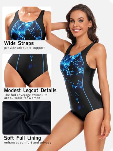 Women One Piece Swim Dress Swimsuit Tummy Control Modest Swim Skirt Bathing Suit4