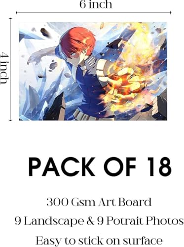 Image of ATEVON My Hero Academia Anime Wall Poster Set - 18-Pack 6x4 inch Unframed Collage Kit Featuring Shoto Todoroki, Izuku Midoriya, and More for Anime Room Decor