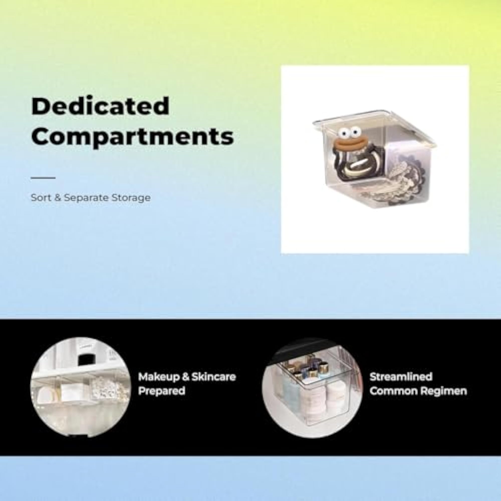 No Drill Stackable Bathroom Organizer Makeup Holder 3pcs