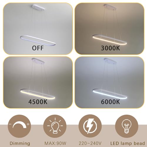 Lampara LED regulable de 120cm con control remoto para techo de sala comedor 3