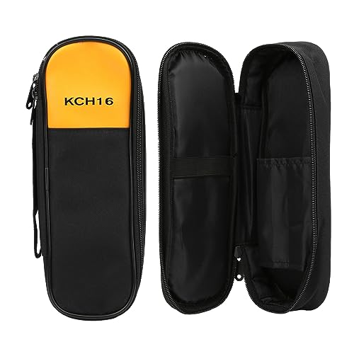 Generic Estuche de Almacenamiento para Multímetro y Pinza Amperimétrica F302, Resistente Al Agua y Al Polvo, para Electricistas Técnicos, Negro Amarillo