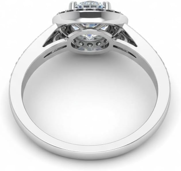 Choose Your Gemstone Petite Halo Pave Diamond CZ Ring Sterling Silver Round Shape Halo Engagement Rings Everyday Jewelry Wedding Jewelry Handmade Gifts for Wife US Size 4 to 12