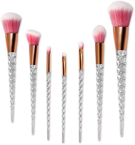 Makeup Brushes,Nanja 7 Pieces Modern Crystal Unicorn Handle make up brushes Premium Synthetic Kabuki Foundation Face Powder Blush Eyeshadow Brushes Unicorn Makeup Brushes Set with Travel Bag (Pink)