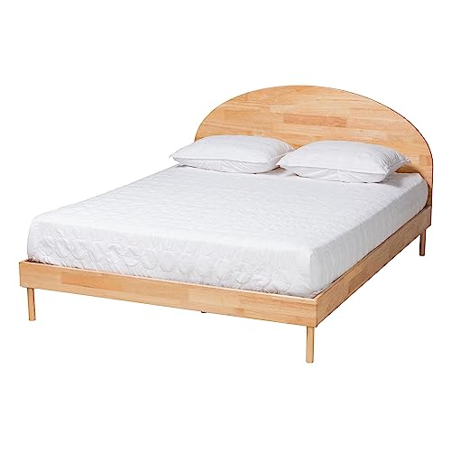 Baxton Studio Denton Bed (Platform), Queen, Natural Brown