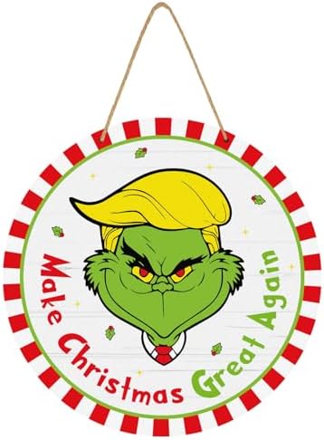 Christmas Bathroom Decorations, Make Christmas Great Again Wood Door Hanging Sign, Funny Holiday Bathroom Sign Wall Door Decor, Holiday Party Decor Supplies, White Elephant Gag Gifts