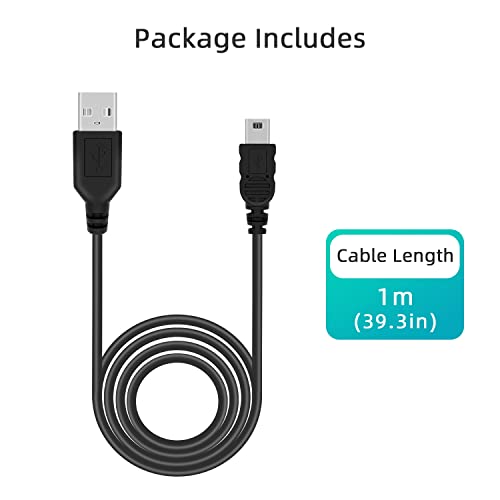 Mcbazel 2 Pack PS3 Controller Charger Cable, 3.3ft Mini USB Charging Cord for PS3 Controller, DualShock 3, PS3 Slim, PS Move Wireless Game Remote, Cameras, TI84 Plus CE - High Speed Data Sync Wire