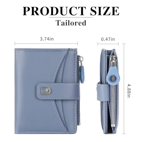 Image of Small Wallets for Women Vegan Leather Bifold Card Holder with Zipper Pocket