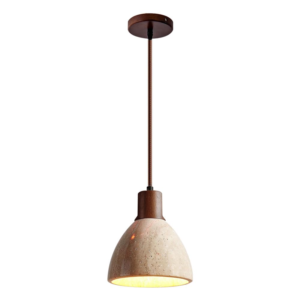 TTBDDDYH Wabi Sabi Style Pendant Lamp, Creative Hat Shape Yellow Travertine Hanging Light, E26 Base Height Adjustable Hanging Light, Restaurant Living Room Corridor Decoration Light Fixtures