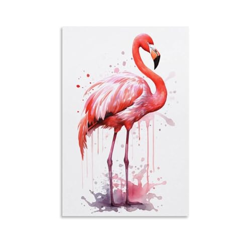 FOCCAR Impression sur toile moderne flamant rose vintage animal oiseau rose affiche pour décoration murale d'intérieur