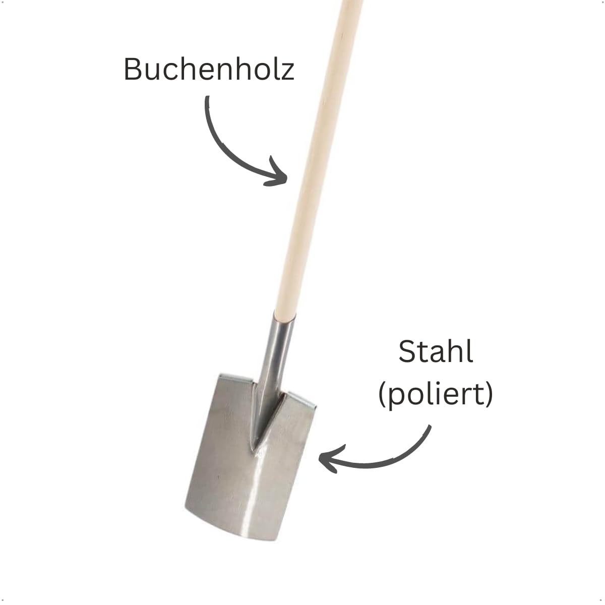 Rekord Gärtnerspaten (Stahl, poliert) mit T-Stiel aus Buchenholz, Gesamtlänge: ca. 116 cm, Maße Spatenkopf: 28x17 cm, Spaten, Gartenspaten, Kantenspaten