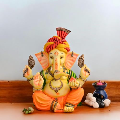 Image of Polyresin Marble Ganesh Ji Idol | Auspicious Lord Ganesha Statue for Living Room Home Decor Statue (13 Inch)
