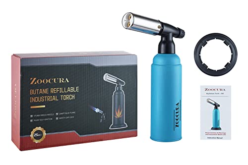 Zoocura Big Butane Torch, Adjustable Double Flames Blow Torch Refillable Industrial Butane Torch Multipurpose For Soldering Baking Welding Diy Crafts (Gas Not Included) #TOP5