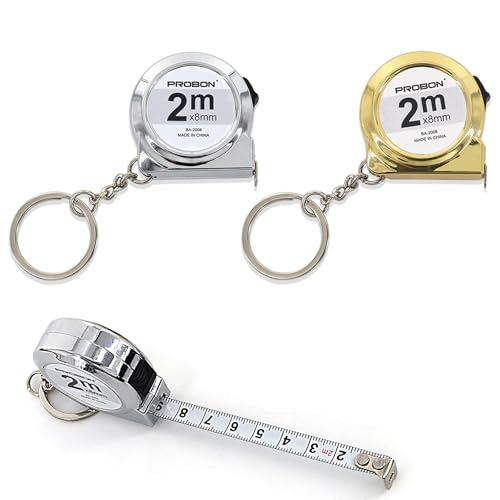 Massband 2m, 2 Stück Mini Maßband mit Schlüsselanhänger Einziehbares Metall Measuring Tape mit Klarer Skala Geeignet für Zuhause, Büro, Schule und Heimwerkerprojekte