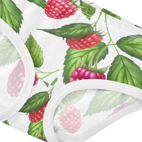Cotton Toddler Underwear Custom Raspberry Red Berries Green White Panties Little Girl Cartoon Kids Briefs Undies 2t4