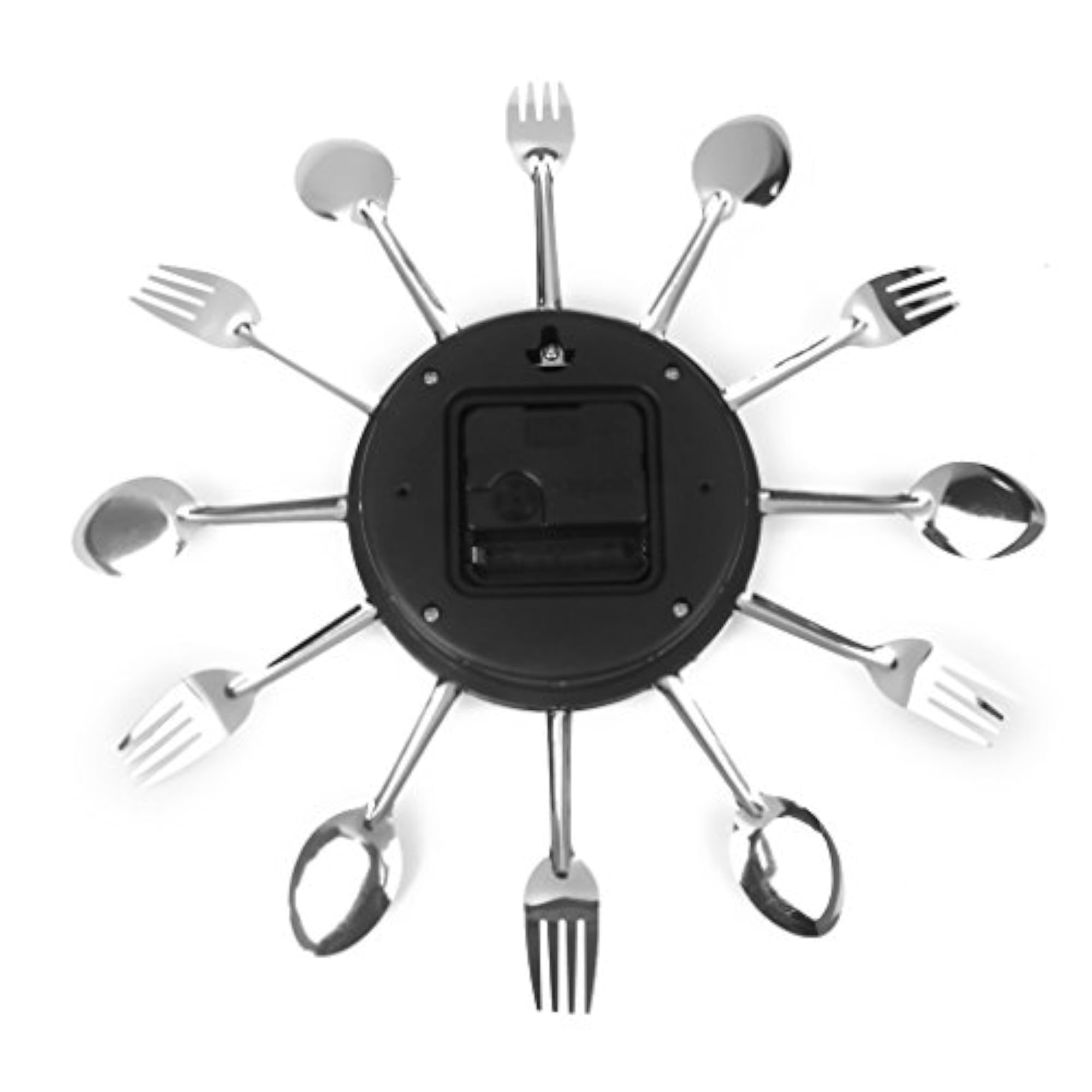 Unique Aluminum Spoon Fork Clock for Kitchen Wall