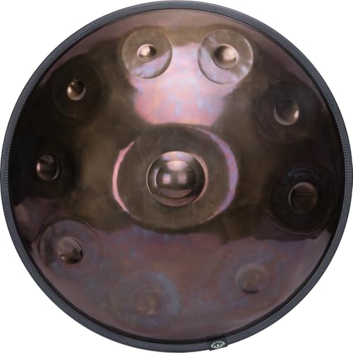 "SINGOFIRE" New Upgrade Advanced Handpan Drum, Ember Steel Handpan, 10-Notes with Bag, 22-Inch 440Hz D Minor Kurd, Telescopic Drum Stand