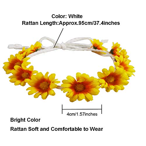 image for HOPEANT 10 PCS Sunflower Headband Multicolor Floral Flower Crown Headp