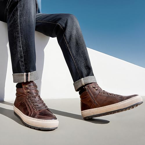 Image of Jousen Mens Casual Shoes Premium Leather Side Zipper High Top Boots Fashion Sneakers for Men