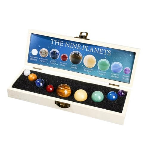 JHNGYJY Chakra Healing Crystal Sphere Ball, 9 Planets Solar System