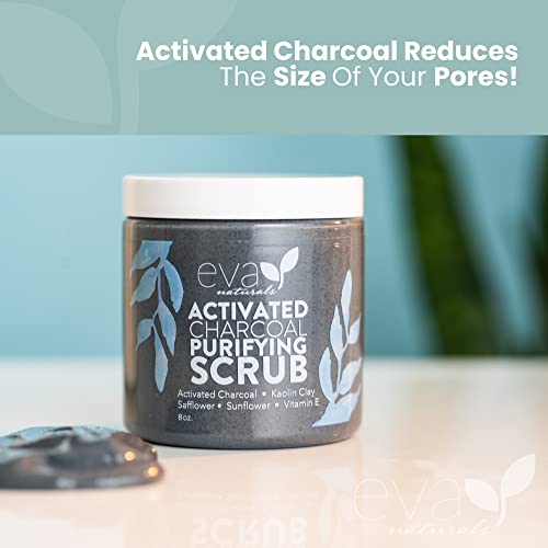 Eva Naturals Activated Purifying Charcoal Scrub- Facial Exfoliator And Exfoliate For Face- Face Scrub For Women- Face Exfoliator, Exfoliating Face Wash, Facial Scrub, Face Exfoliant #TOP5