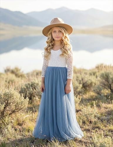 Image of 2Bunnies Girl Peony Lace Back A-Line Straight Tutu Tulle Party Flower Girl Dress