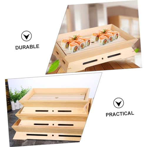 Bandeja de sushi japonesa de plástico beige miniatura 2