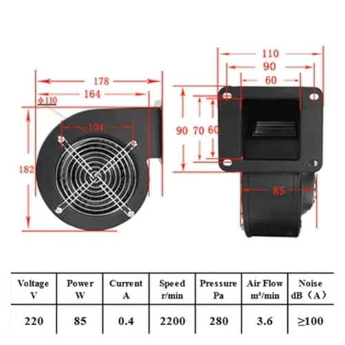 Ventilateur centrifuge 220V 85W pour refroidissement industriel - 3