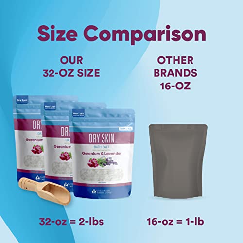 Dry Skin Bath Salt (3-Pack With Scoop) Skin Soothing Epsom Salt With Pure Essential Oils In Bpa Free Pouch With Press-Lock Seal Made In Usa, Three 2-Lbs Pouches 6-Lbs Total #TOP3