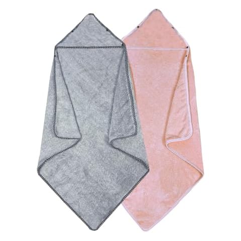 ICOPUCA Baby Hooded Towel-Removable Hood, 3 in 1 Newborn Baby Bath Towel, 36 * 36inch, 2 Pack, Hemp Gray & Pink; Cover