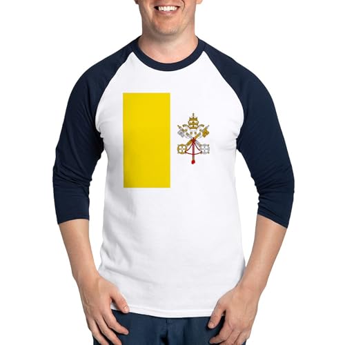 CafePress Flag of The Vatican City Baseball Jersey Men's Cotton Baseball Jersey, 3/4 Raglan Sleeve Shirt