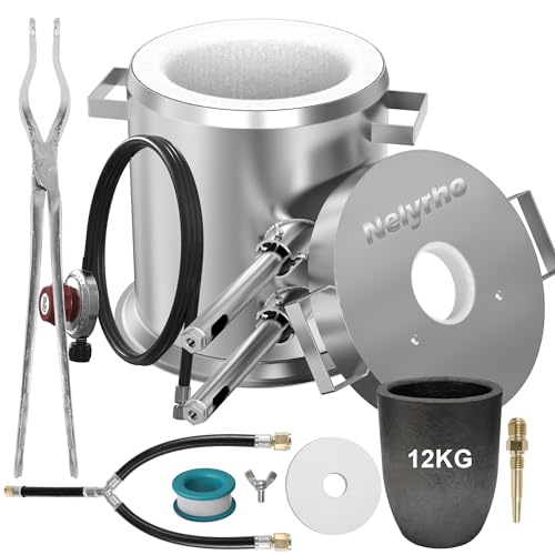 Nelyrho NY-012 12Kg Stainless Steel Propane Melting Furnace Kit With Crucible And Tongs Complete Home Foundry Set For Scrap Metal Recycling Gold cover