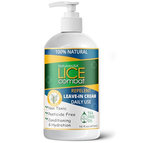 NatulabUSA Lice combat repellent Leave-in Cream. All-Natural Lice Treatment, Helps Prevent Lice Infestations. Works Great on Lice, Super Lice, Eggs and Nits. Supports Healthy Hair. 16 oz