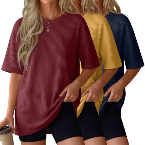 Oakgarden 3 Pack Women's Waffle Knit T Shirts, 3-Color, Medium by Oakgarden - Used condition - US$35.14