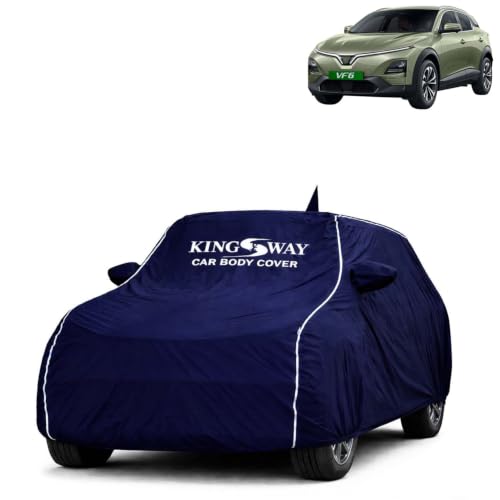 Image of KINGSWAY Super Waterproof Car Cover Only with VinFast VF 6 (Year 2026 Onwards - All Model) | Mirror and Antenna Pockets | All Weather Car Body Cover with Silver Piping | Blue
