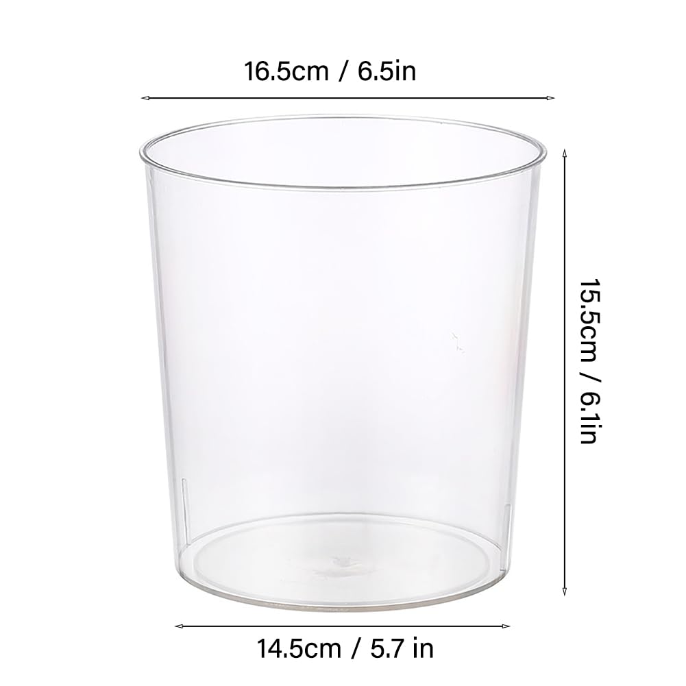 SEEK RARE Bathroom Trash Can 6.5 x 5.7 x 6.1 Inch Small Trash Can Plastic Wastebasket Large Capacity Clear Round Garbage Can for Bathroom Bedroom Office Kitchen Dorm Room (S)