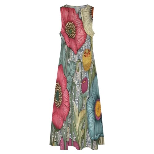 Robe décontractée pour femmes col en V et motif fleurs