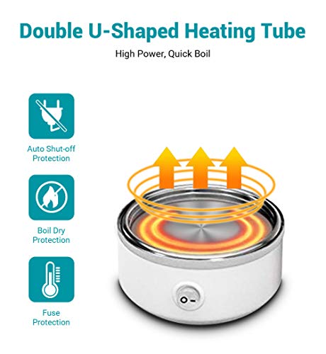 Dr. Prepare Travel Foldable Electric Kettle Portable Mini Collapsible Tea Water Boiler With Fast Heating, Food Grade Silicone, Boil Dry Protection, Dual Voltage100V-240V, White #TOP3