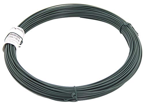 Alberts 530150 Bindedraht | verzinkt, grün kunststoffbeschichtet | Länge 50 m | Draht-Ø 2 mm