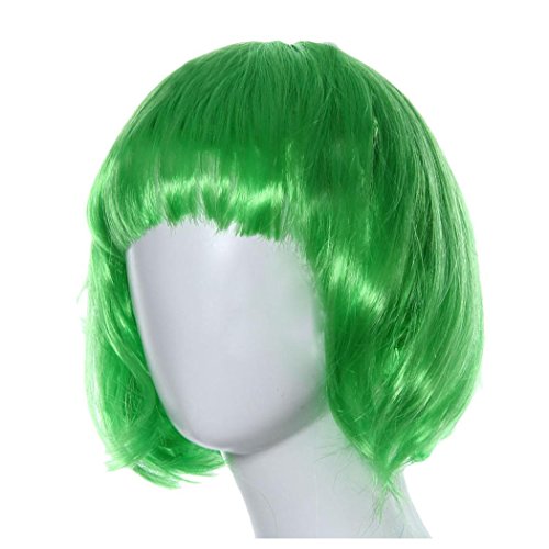 Inkach Short Wig, Women Bob Wigs Straight Synthetic Hair Wig (Green)