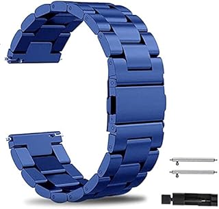 سوار معدني ستانلس ستيل لسامسونج جالكسي ساعة 46 ملم من سمارت ستاف - ازرق معدني، للجنسين