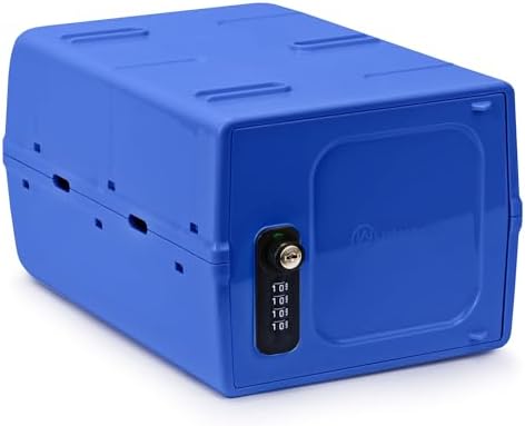 Urban August Dual Combination & Keyed Lockbox - Lockable Box for Everyday Use - Multi-Purpose lock for Home & Office Safety - Made of Industrial-Grade Plastic - One Size (Blue)