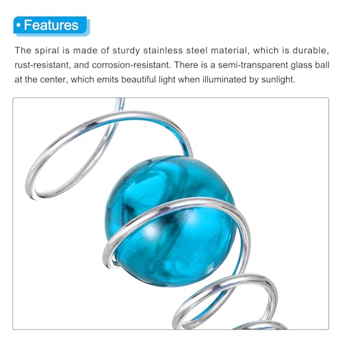PATIKIL 13" Gazing Ball Spiral Tail, Decorative Wind Spinners 2" Glass Ball - Image 4