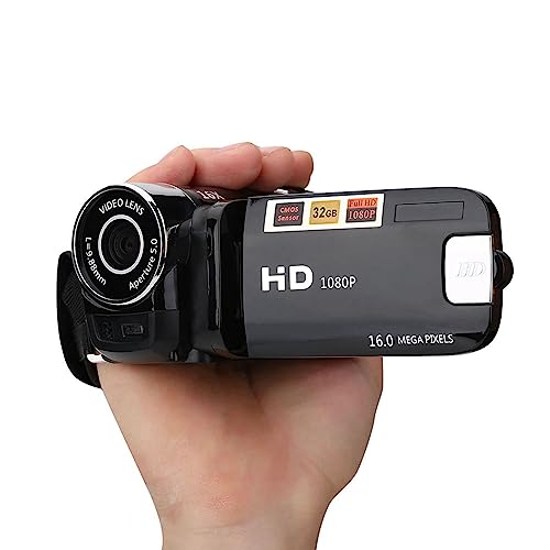 EIMSOAH Caméscopes Full HD, Caméra DV Vidéo Numérique Haute Définition 16X à Rotation de 270 °, Caméscopes DV à écran LCD de 2,4 Pouces avec Audio et Haut-Parleur intégré (Noir)