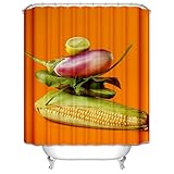 Isdreem Duschvorhang Quadrate Badewannen Halterung Mais Aubergine Rundbogen Duschrollo Von Oben Für Badezimmer, Extra Breit, Bodenlang 200x180cm
