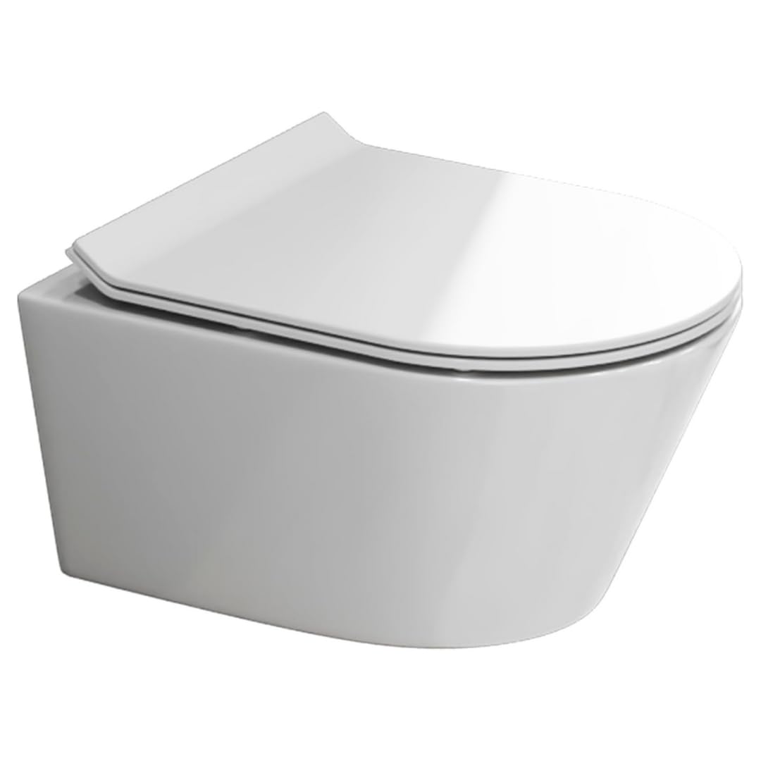 Beta CT2070V - Inodoro sin bordes, color blanco, cierre suave, nano-revestimiento, ideal para baños pequeños